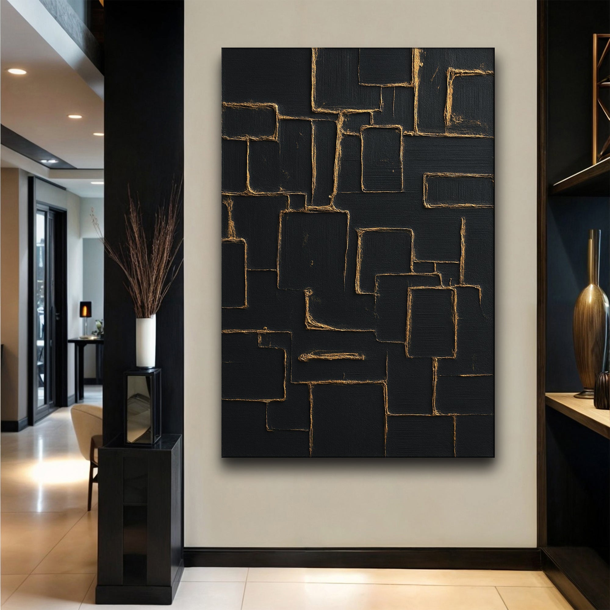 Contemporary Black and Gold - Canvas Print